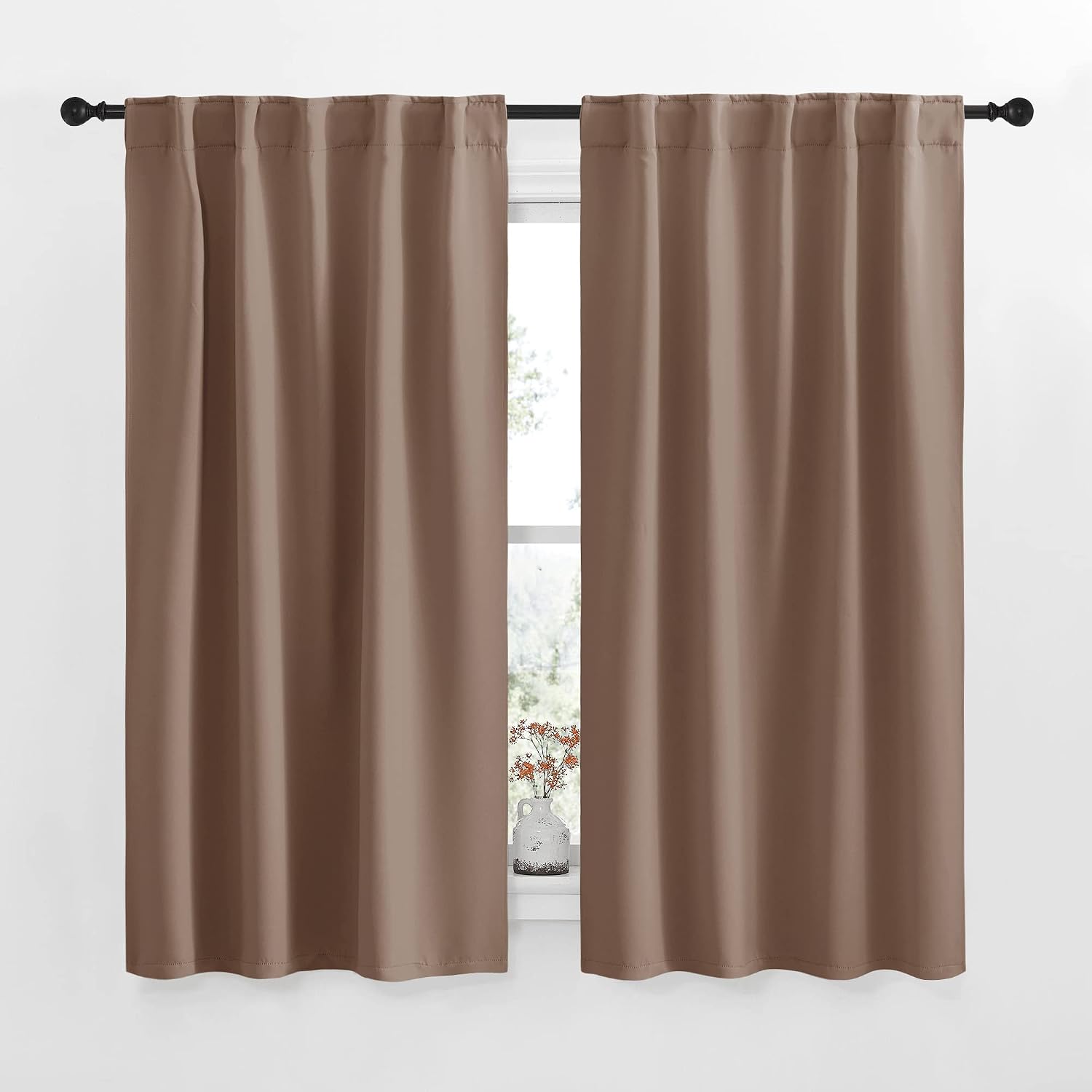 NICETOWN Blackout Curtain Panels for Living Room - (Cappuccino Color) 34x63 Inch, 2 Panels Set, Thermal Insulated Room Darkening Blackout…