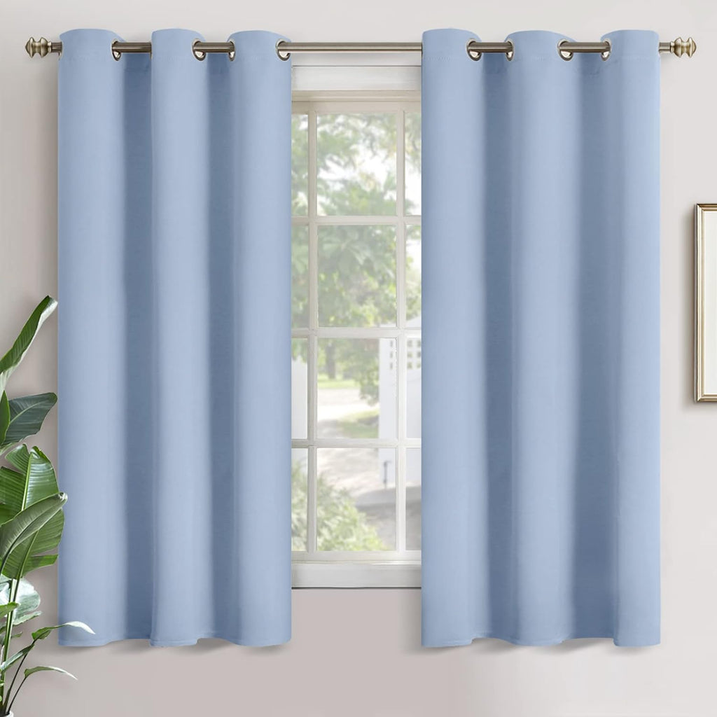 YoungsTex Baby Blue Room Darkening Curtains 63 Inch Long for Kids Bedroom - Grommet Thermal Insulated Blackout Window Drapes Privacy for Bo…