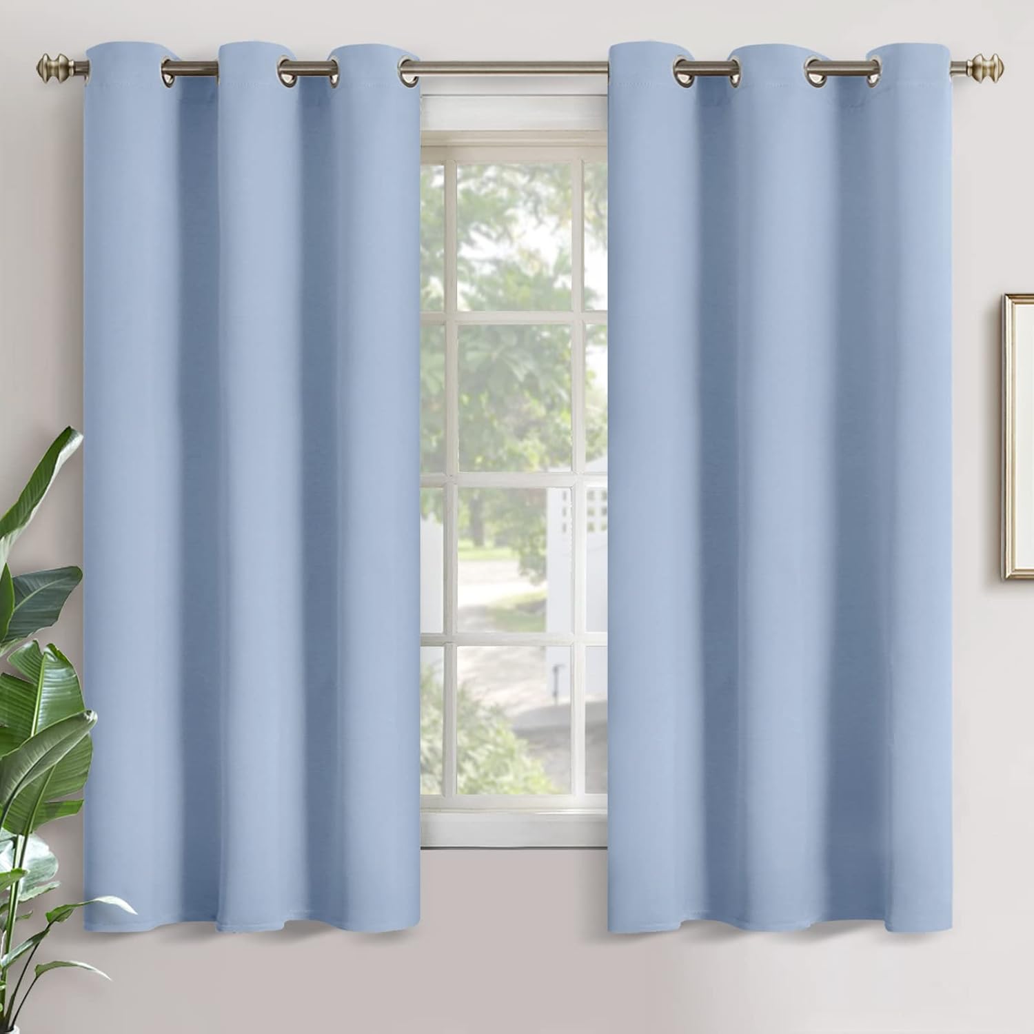 YoungsTex Baby Blue Room Darkening Curtains 63 Inch Long for Kids Bedroom - Grommet Thermal Insulated Blackout Window Drapes Privacy for Bo…