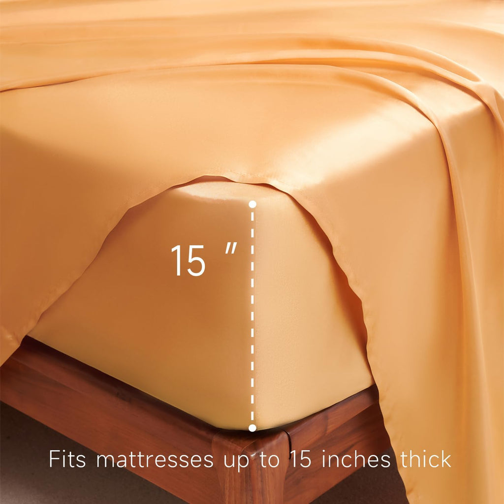 Golal Satin Sheets Twin Size - 3 Pieces Luxury Silky Soft Bed Sheets for Kids, Wrinkle-Free Gold Satin Silk Sheet Set with 1 Deep Pocket Fi…