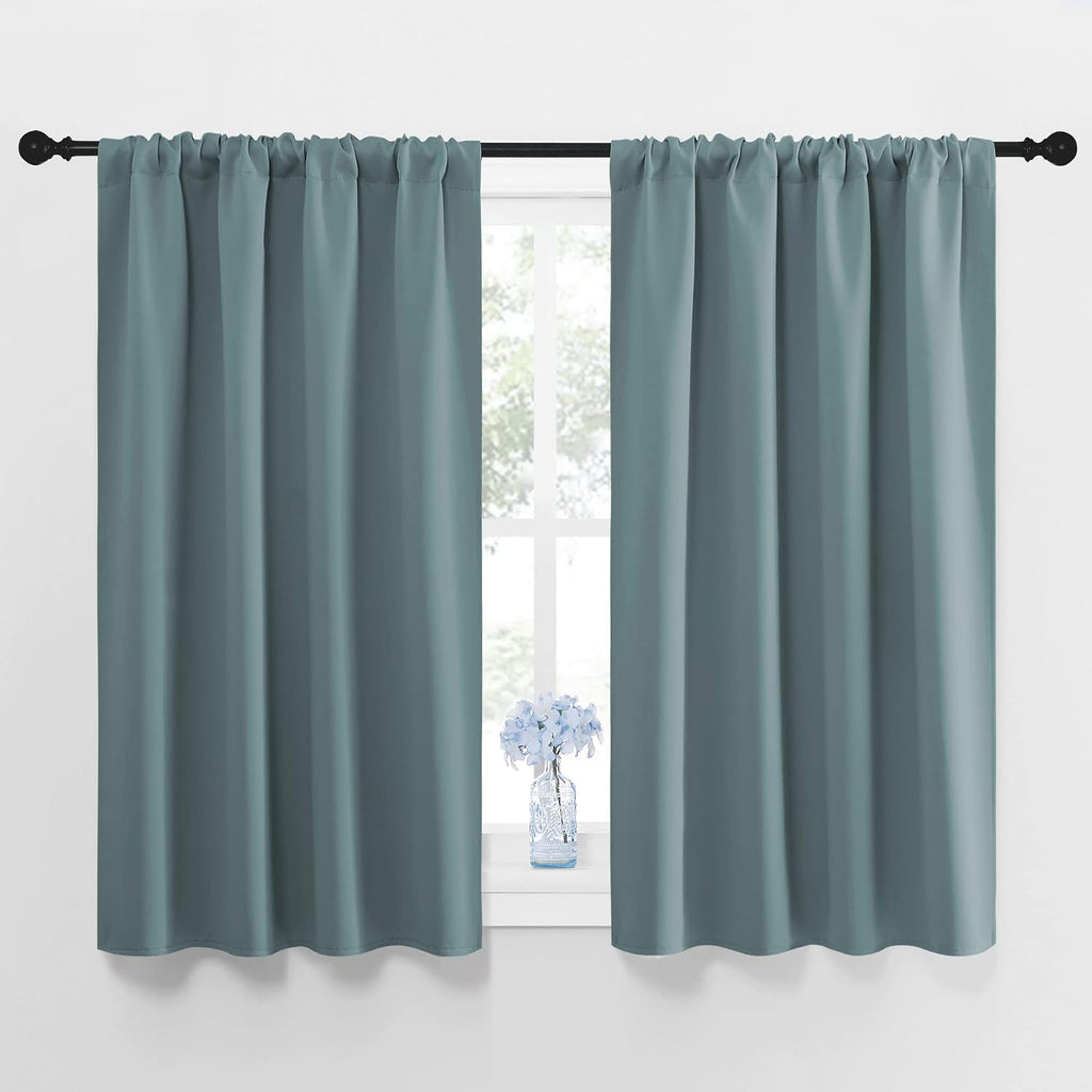 NICETOWN Greyish Blue Blackout Curtains Panels for Window, Thermal Insulated Rod Pocket Blackout Drapes/Draperies for Living Room (2…