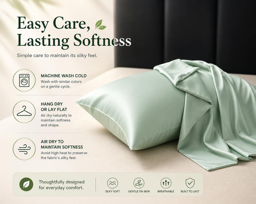 Evolive 100% Rayon Derived from Bamboo Material Cooling Breathable Standard/Queen Pillowcases Pillow Cover 20x30 inches Set of 2 with Envel…