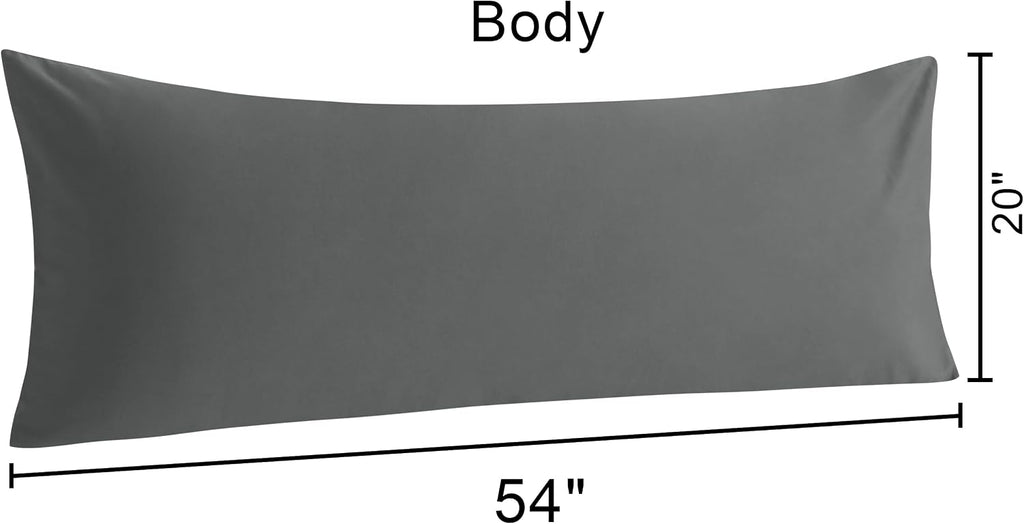 Ntbay Cotton Body Pillowcase - Envelope Closure 20x54 Pillowcase, Breathable and Soft Bed Pillow Case, Dark Grey Cotton Grey