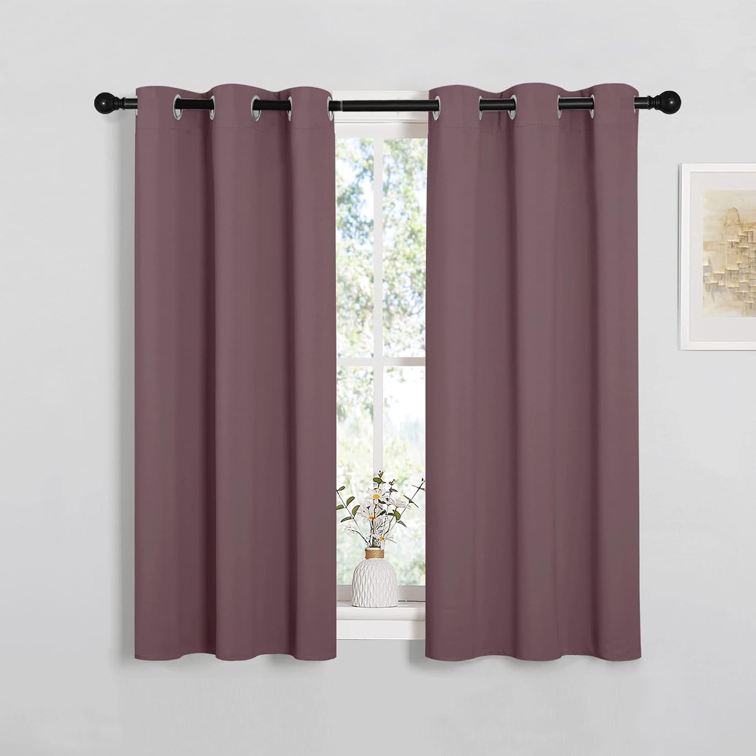 NICETOWN Bedroom Curtain Panels Blackout Draperies, Dry Rose, 1 Pair, 34 by 45-inch, Thermal Insulated Solid Grommet Blackout…