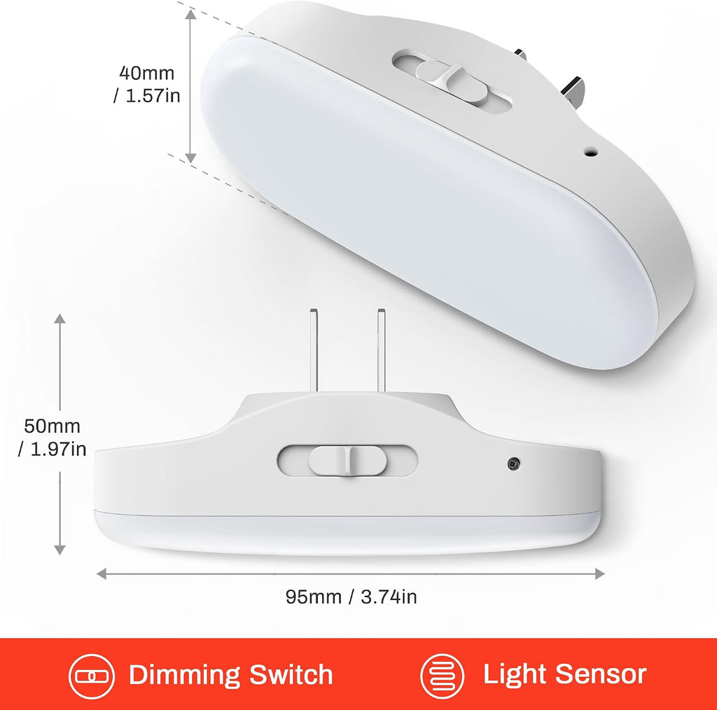 DORESshop Red Night Light, Auto On/Off, 0-100 LM Adjustable Brightness, Dimmable Plug Into Wall Light Sensor Night Light for Kids Room…