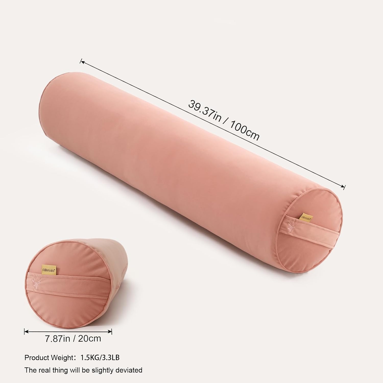 Body Pillow for Adults, Long Round Pillow, Big Cylindrical Pillow, Large Full Bolster Pillows for Side Sleepers (Blush Pink, 39.37"*7.87")