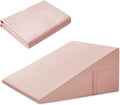 Cotton Wedge Pillow Cover for 24" x 24" x 12" Wedge Bed Pillow, Zippered Wedge Pillow Case Protector with Side Pocket, Dusty Pink (Pillow…