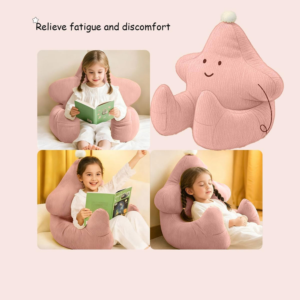 Ceanlex Reading Pillow for Kids, Teens Backrest, Cute Star Shape Bed Rest Chair with Armrest, Support Cushion for Sitting in Bed, Couch, Be…