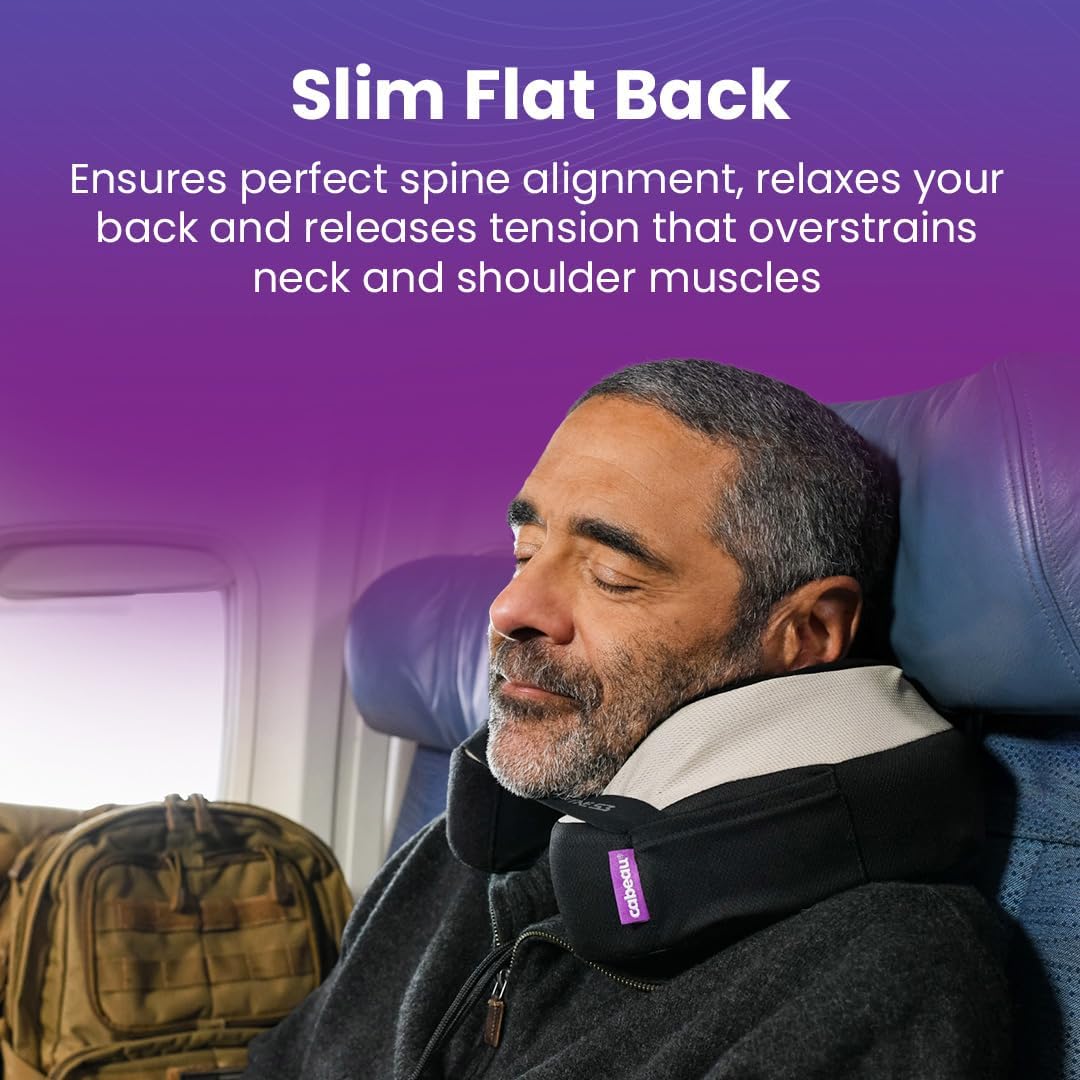 Cabeau Travel Neck Pillow for Airplanes The Neck's Evolution, TNE S3 Supportive Memory Foam Design for Long Haul Flights Attachable Seat…