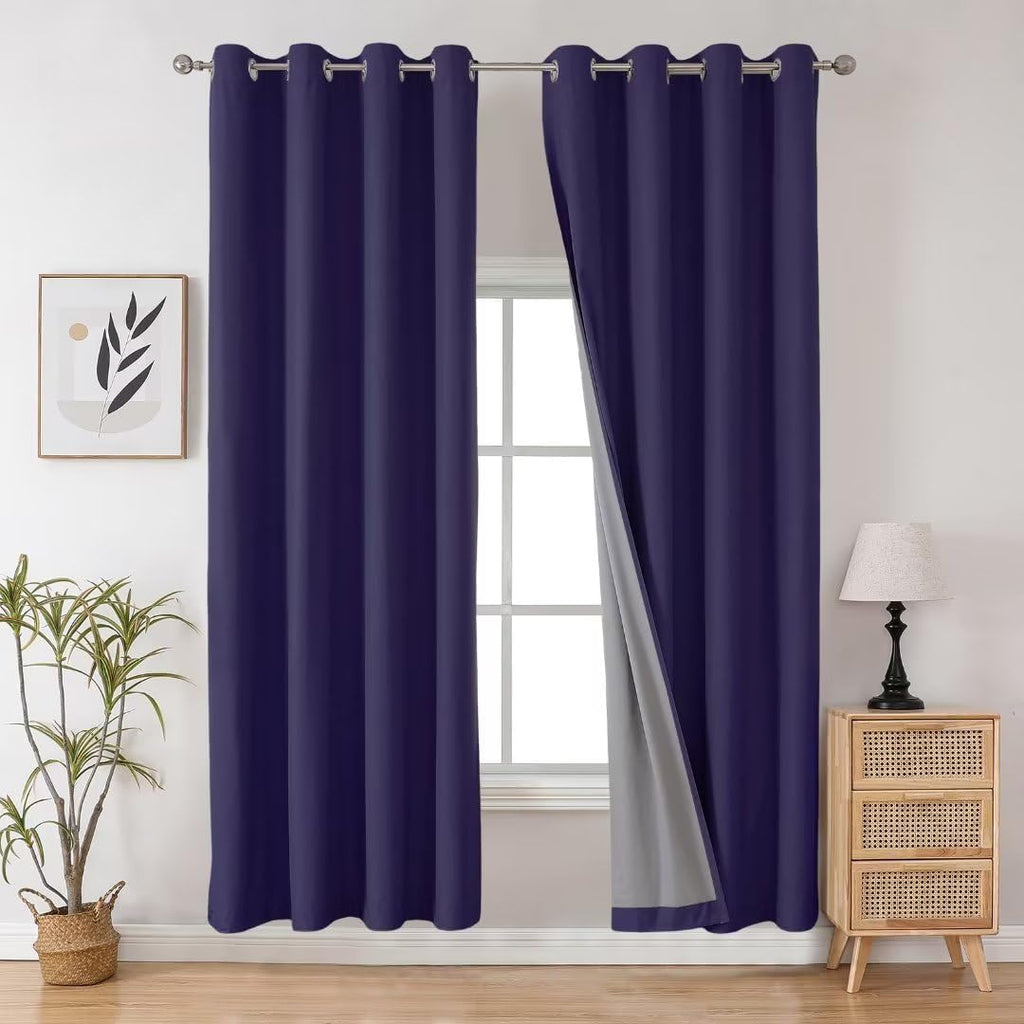 Joydeco Navy Blue 90 Inch Curtains Black Out Curtains for Bedroom Windows, Blackout Drapes 90 Inches Long 2 Panels Set for Living Room…