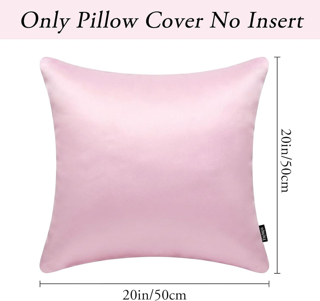 Faylapa 4 Pack Satin Throw Pillow Cases, Baby Pink Heavy Silk Satin Decorative Pillow Covers Solid Dyed Soft Pillow Cover Home Decor,20" x…