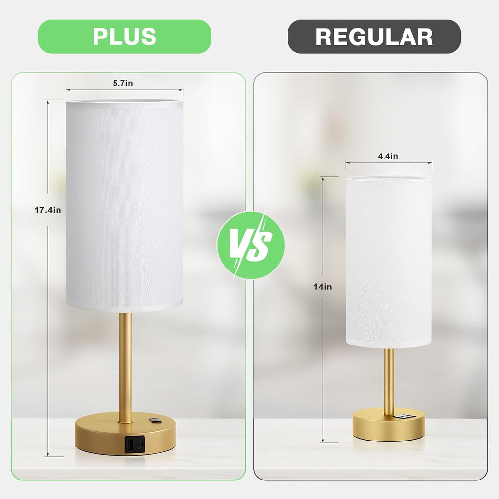 Dicoool Touch Bedside Table Lamp with USB - 3 Way Dimmable Gold Lamp for Bedroom Nightstand, Desk Lamp with Charging Station for Dorm…