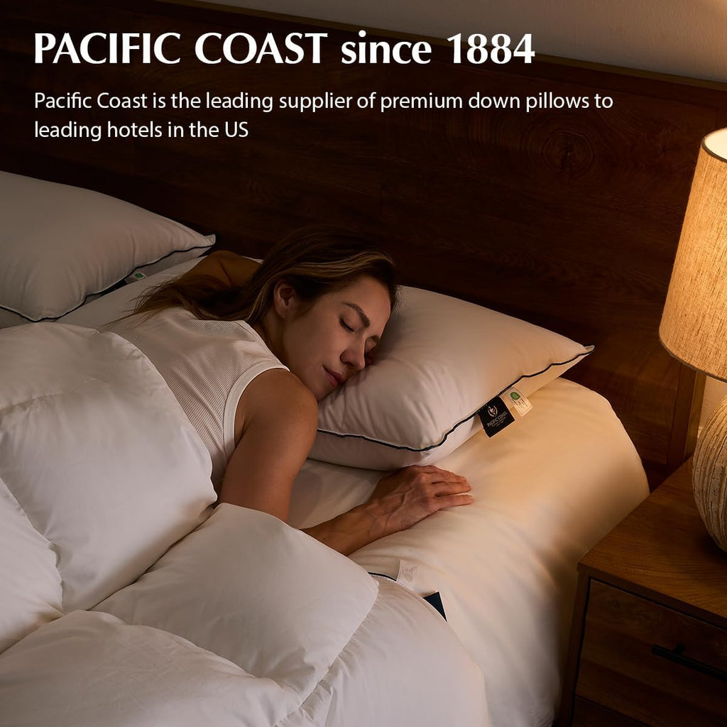 PacificCoast Pacific Coast White Goose Down Fiber Pillows, Bed Pillows for Back, Stomach and Side Sleepers, King Size Pillows Set of 2, Hot…