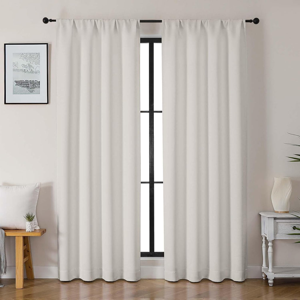 Gwine Natural Light Filtering Curtains for Bedroom 84 inches Long 2 Panels Set, Solid Noise Reducing Thermal Insulated Blackout Curtains…