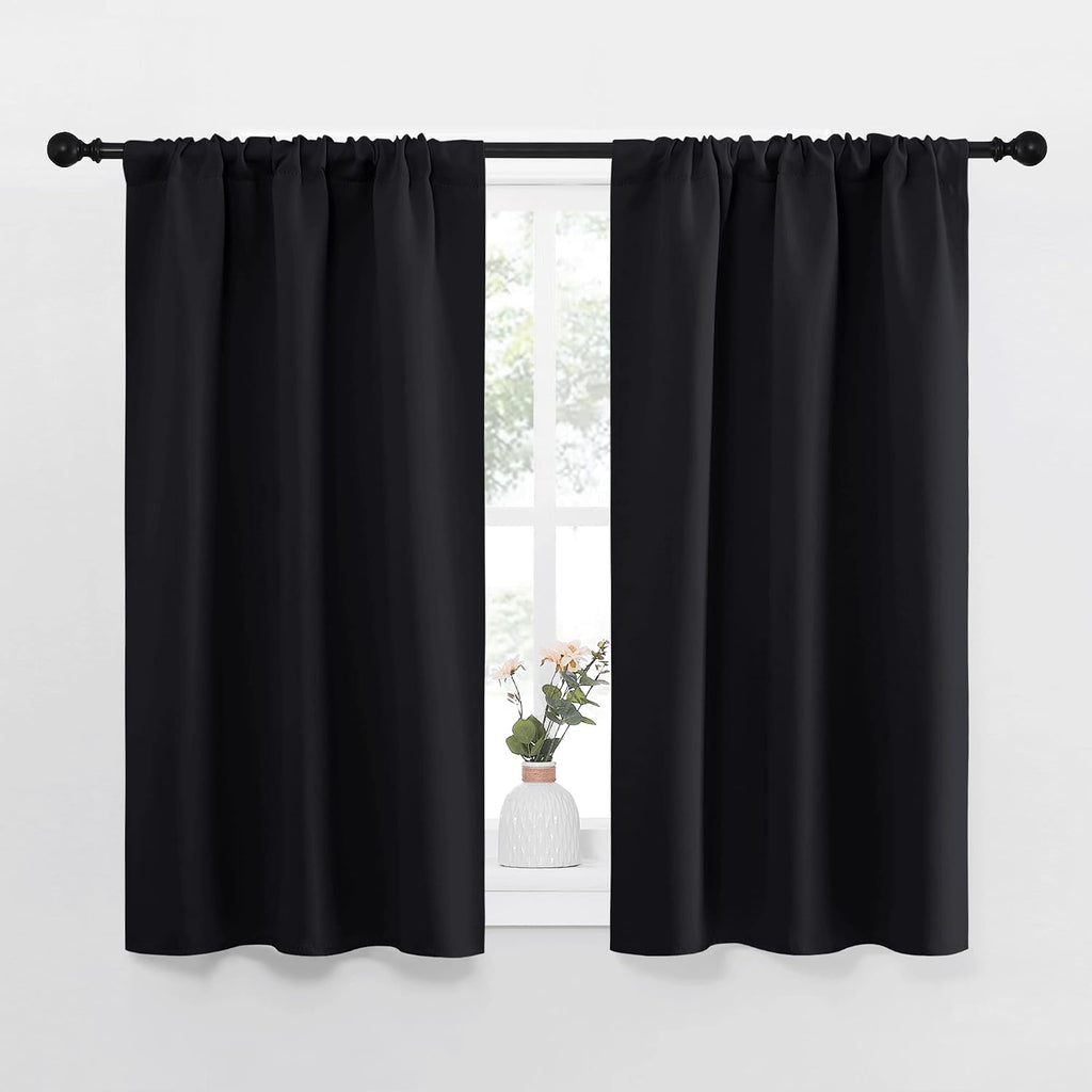 NICETOWN Black Out Curtain Panels for Kitchen - Energy Smart Decoration Thermal Insulating Blackout Drapes/Draperies for Small Window (2…