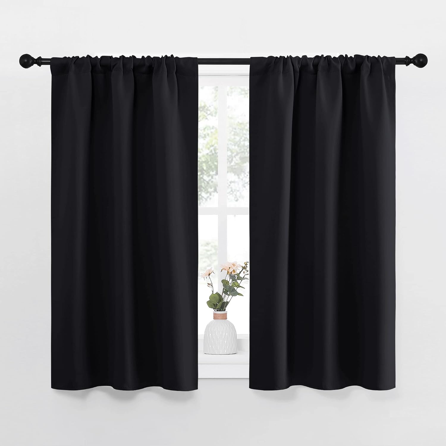 NICETOWN Black Out Curtain Panels for Kitchen - Energy Smart Decoration Thermal Insulating Blackout Drapes/Draperies for Small Window (2…