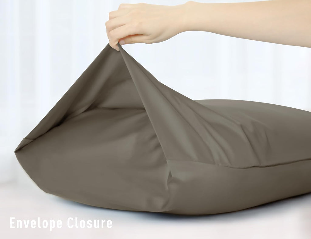Sunflower Body Pillowcase 100% Cotton Long Pillow Cover/Case Envelope Closure 1 Pack, 20×54 inches Taupe Gray, Soft and Breathable