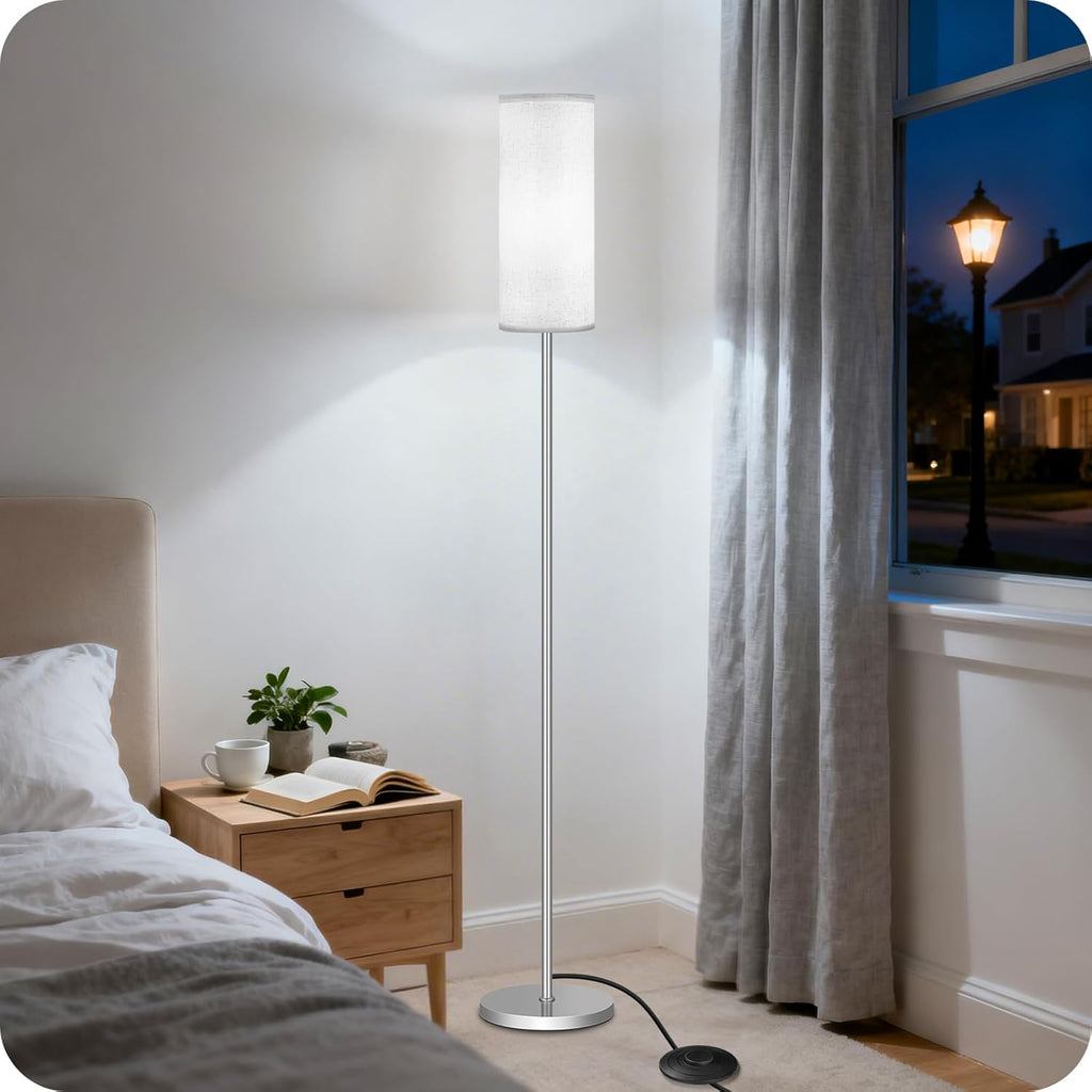 Dimmable Floor Lamps for Living Room with Remote and Foot Switch, 64.4” Modern Standing Tall Lamp, Corner Lamp for Office, Bulb Included…