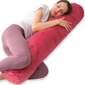 1 MIDDLE ONE Bolster Pillow for Bed, Long Round Body Pillow for Adults with Removable Velvet Cover, Decorative Tube Roll Cylinder Pillow…
