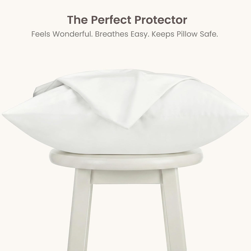 Bioweaves Organic Cotton Jersey Knit Waterproof Pillow Protector Covers with Zipper Closure – GOTS Certified Soft & Quite Pillow…