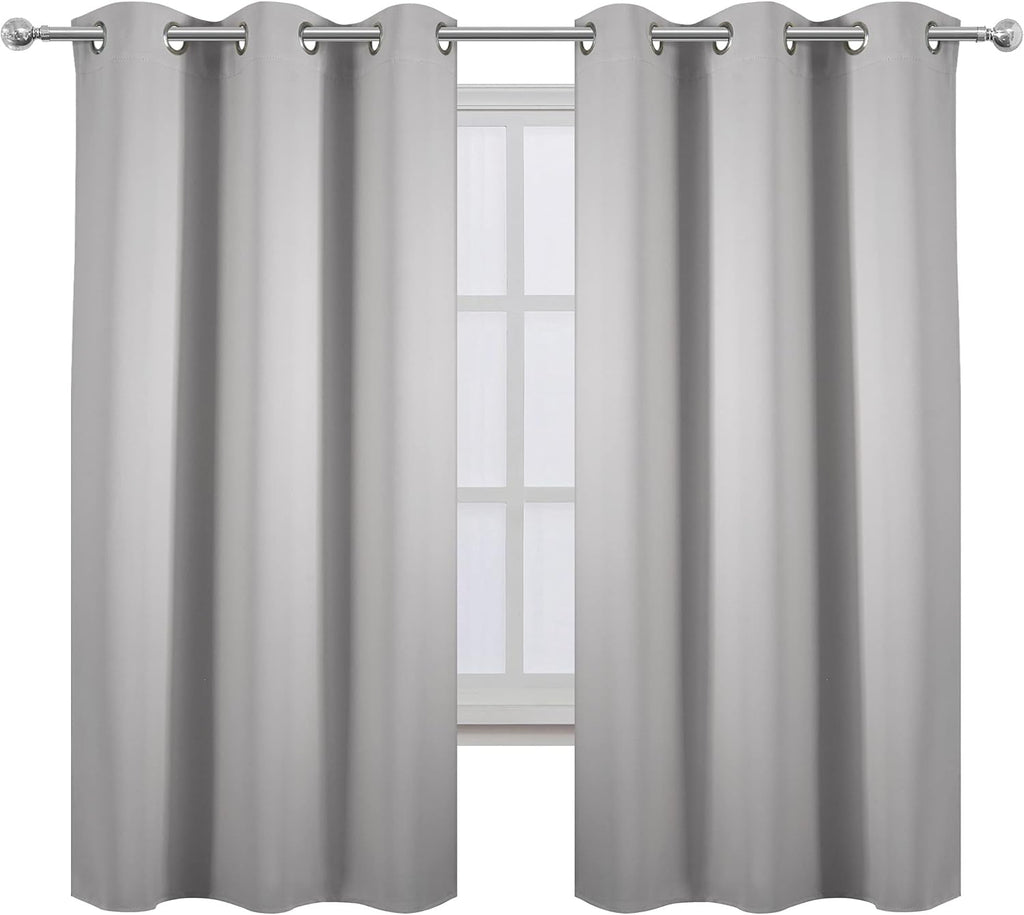 Lemomo Light Grey Blackout Curtains 42 x 63 Inch Length/Set of 2 Curtain Panels/Thermal Insulated Room Darkening Blackout Curtains for Bedr…