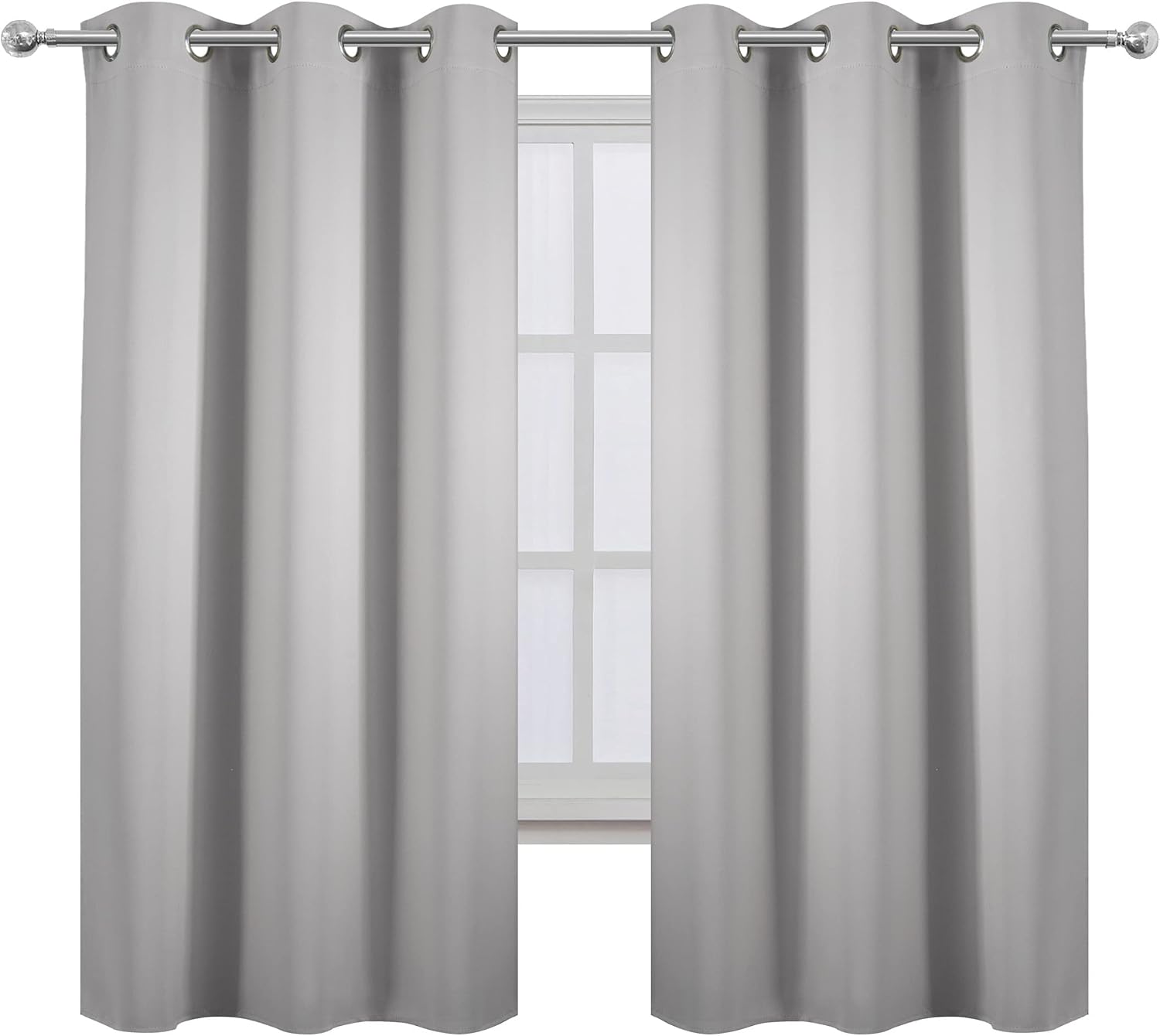 Lemomo Light Grey Blackout Curtains 42 x 63 Inch Length/Set of 2 Curtain Panels/Thermal Insulated Room Darkening Blackout Curtains for Bedr…