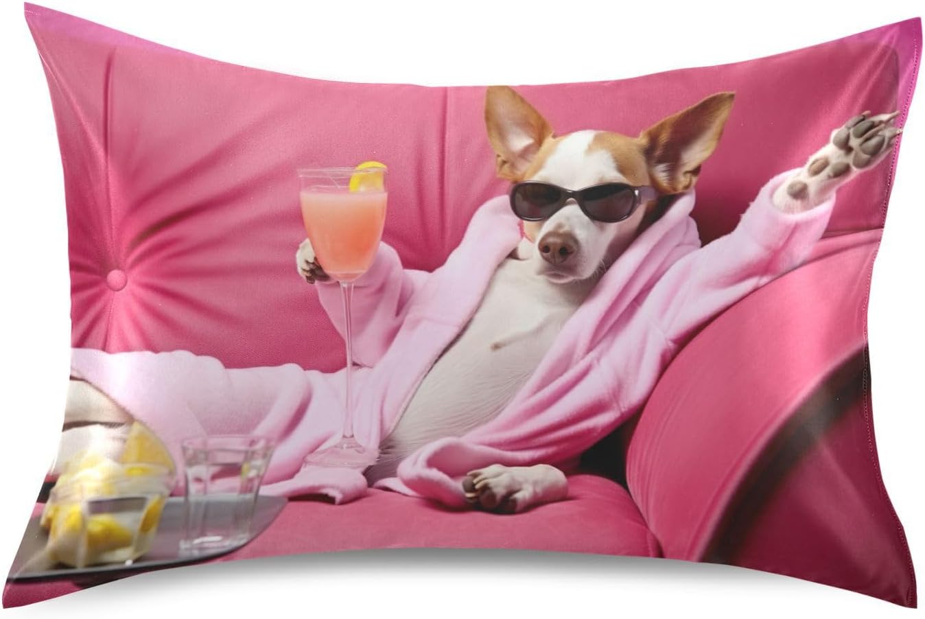 YETTASBIN Relaxing Dog Satin Pillowcase, Soft Breathable Silk Pillow Case with Envelope Closure for Hair and Skin, Queen Size 30 x 20 Inch