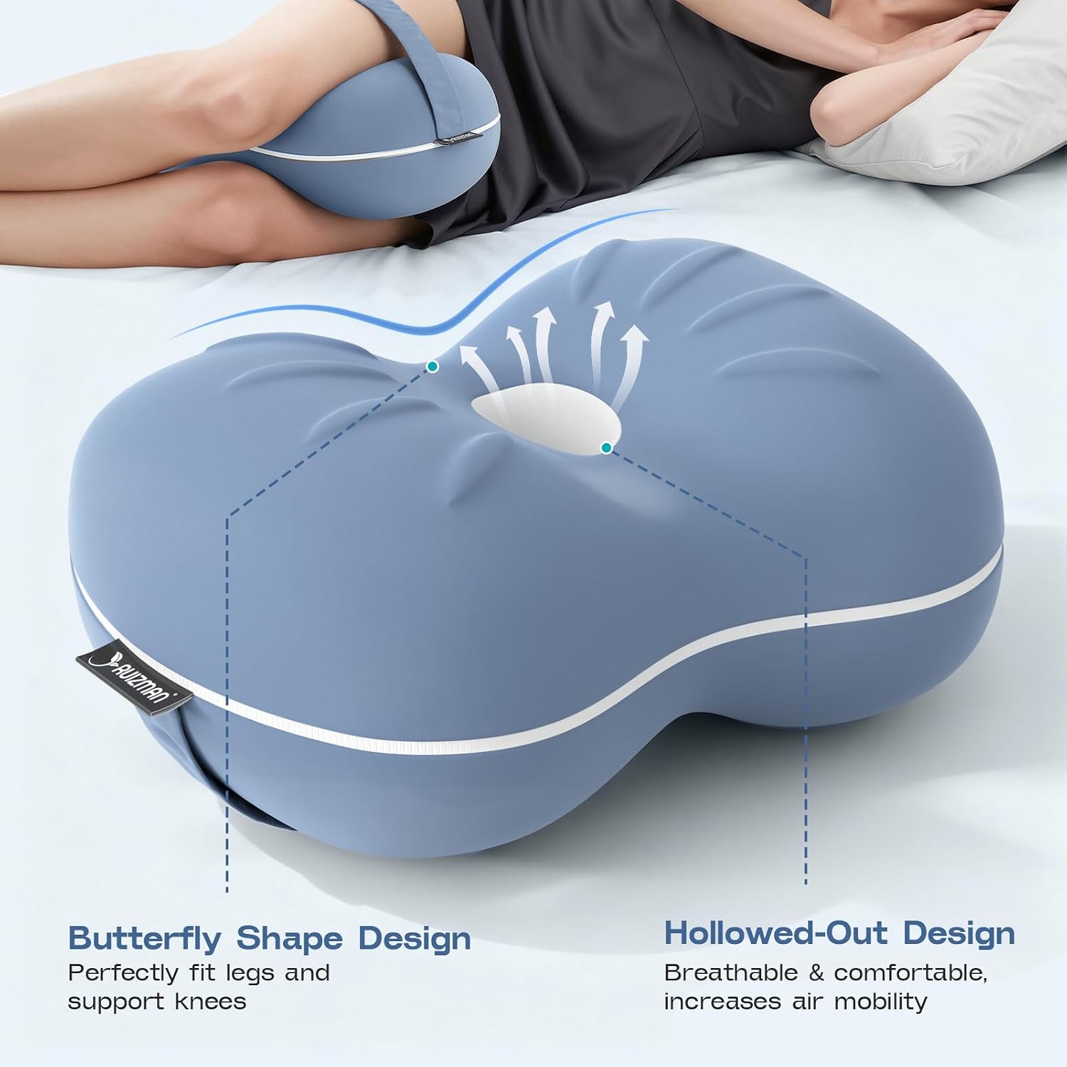 Knee Pillow for Side Sleepers - Cooling Pillow Between Legs for Side Sleeping - Memory Foam Knee Pillow with Strap for Hip Pain & Spine…