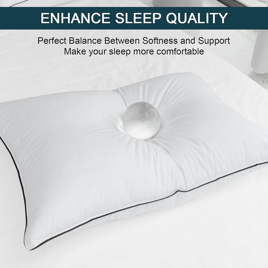 Down Pillows Breathable Cotton Shell Cover, Luxury Hotel Collection Bed Pillows for Sleeping, Fluffy Soft Medium Firm Down Fiber Pillows…