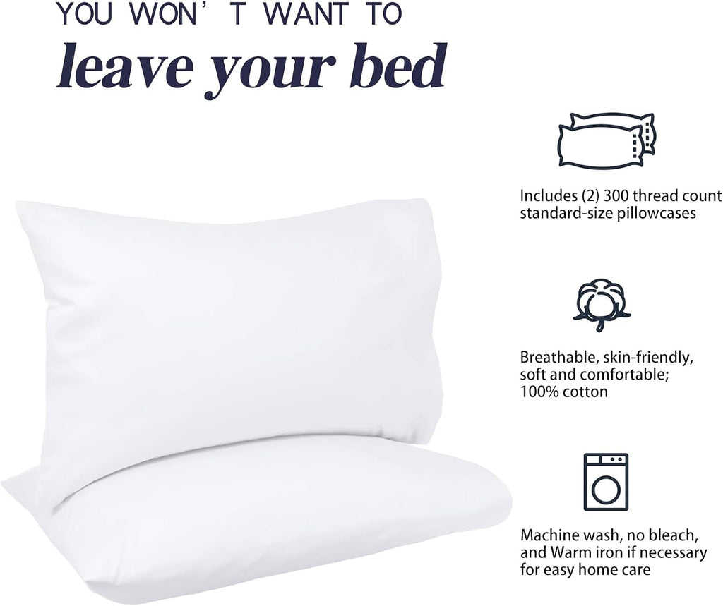 Nuzzlepillow Nuzzle Pillow Cases Standard Size, 100% Cotton Pillowcases with Envelope Closure, White Pillow Covers 20 x 26 inches, Pillow P…