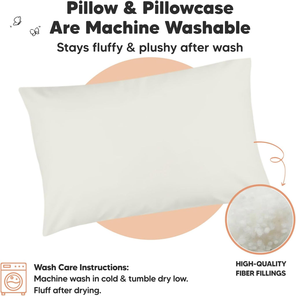 Toddler Pillow with Pillowcase - 13x18 My Little Dreamy Kids Travel Bed Pillows for Sleeping, Organic Cotton Small Pillowcase, Soft &…