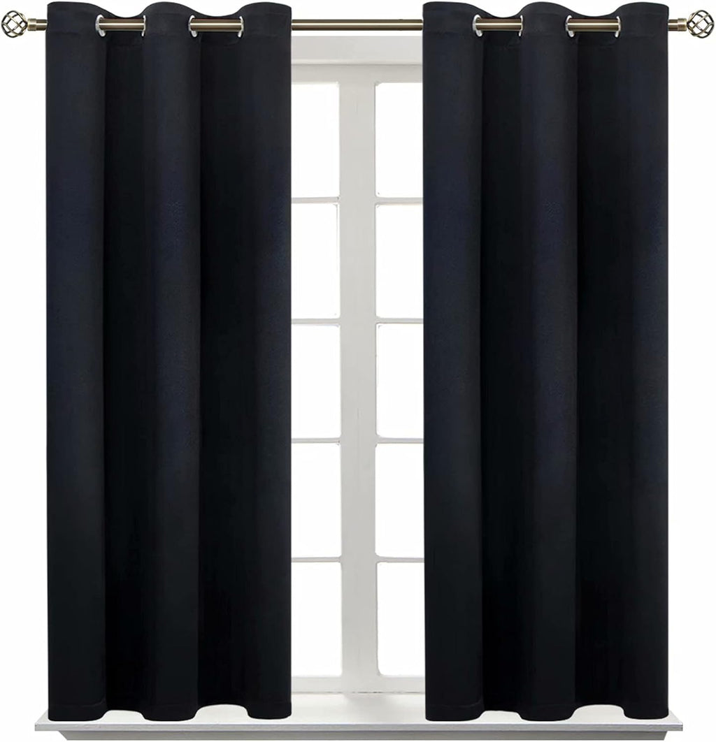 BGment Blackout Curtains - Grommet Thermal Insulated Room Darkening Bedroom and Living Room Curtain, Set of 2 Panels (38 x 54 Inch, Black)…