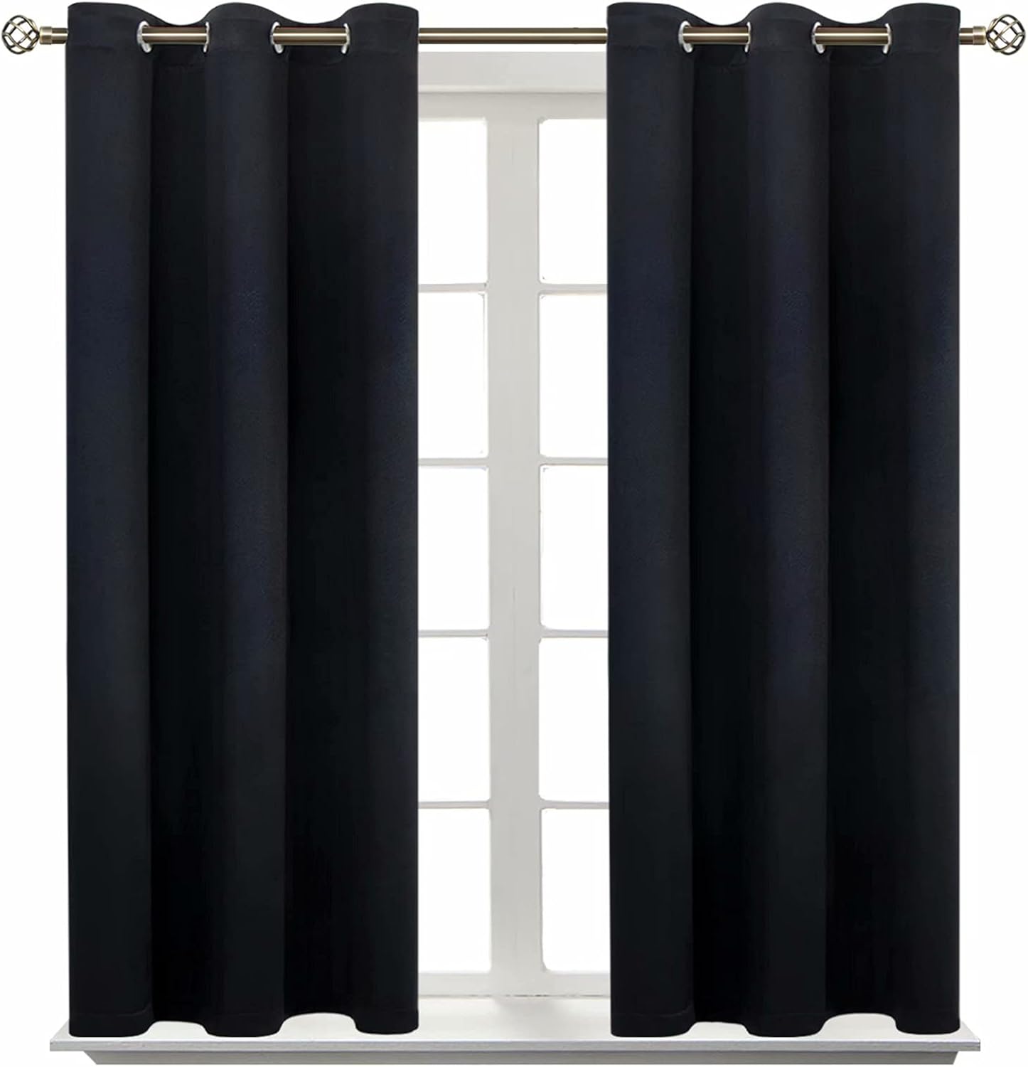 BGment Blackout Curtains - Grommet Thermal Insulated Room Darkening Bedroom and Living Room Curtain, Set of 2 Panels (38 x 54 Inch, Black)…