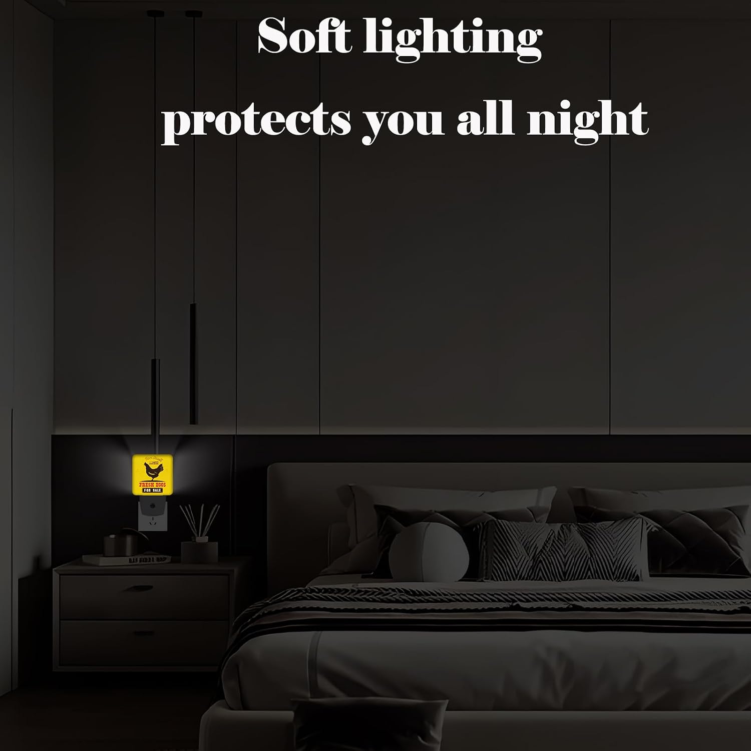Funny Chicken Night Light, Plug Into Wall for Boys Girls Bedroom Decorative Square Night Light Lamp 0.5w Sleep Friendly