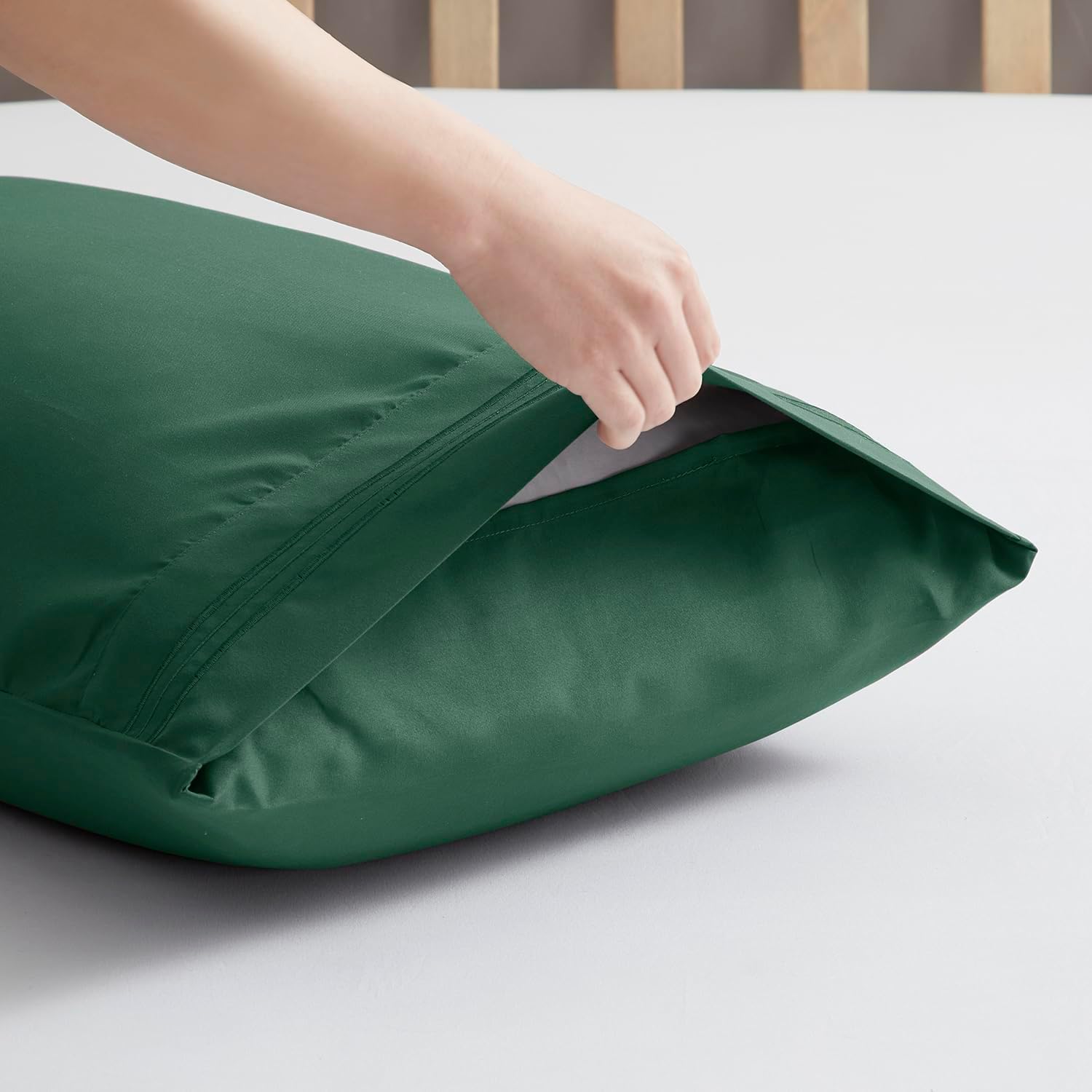 Nestl Microfiber Queen Pillowcase Set of 2, Hunter Green, Soft, Envelope Closure, 20x30 Inches cotton Green