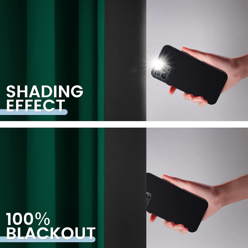 SimpleHome 100% Blackout Curtains for Bedroom, Thermal Insulated Grommet Window Drapes Room Darkening Dark Green Curtains for Living Room wi…