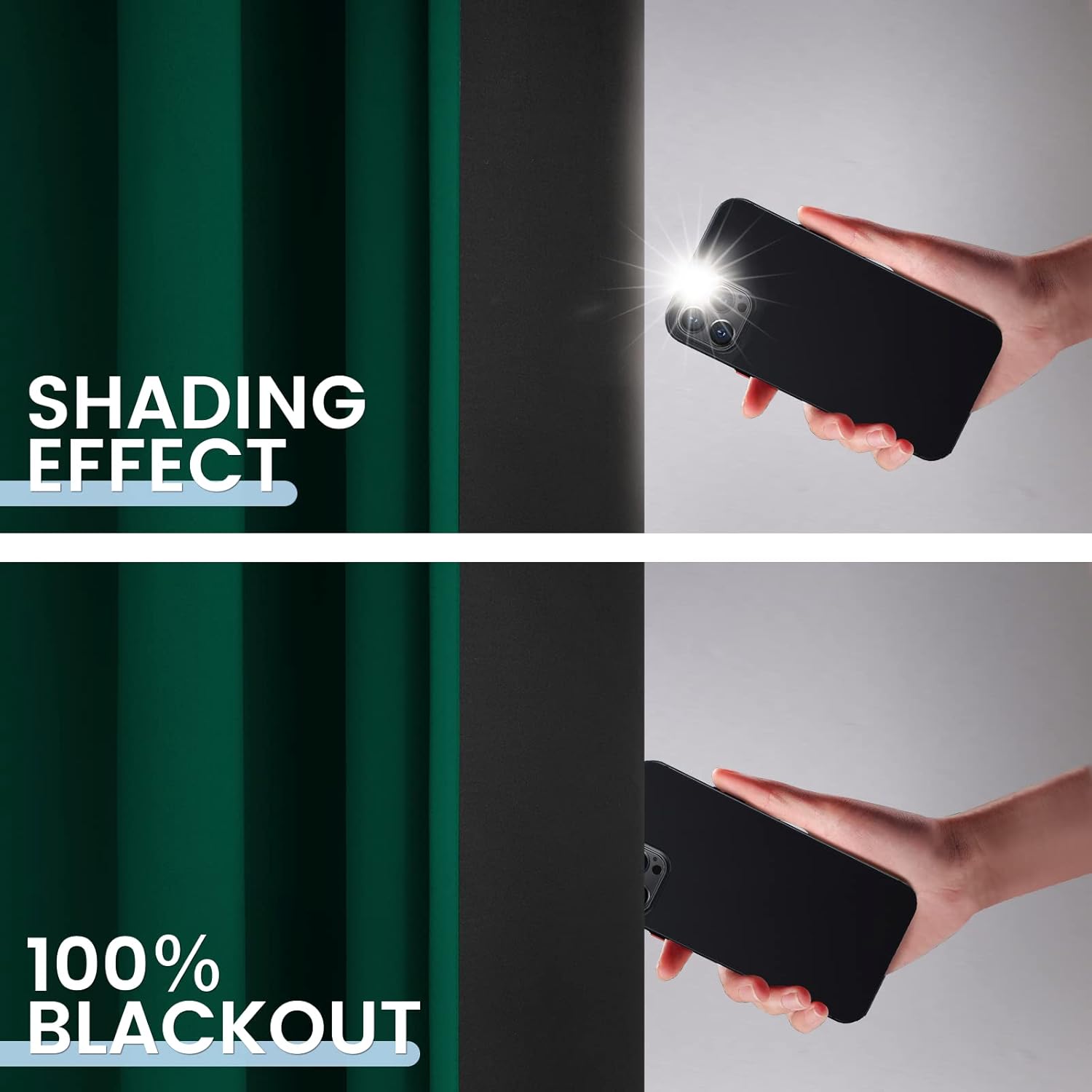 SimpleHome 100% Blackout Curtains for Bedroom, Thermal Insulated Dark Green Grommet Window Drapes Room Darkening Curtains for Living Room wi…