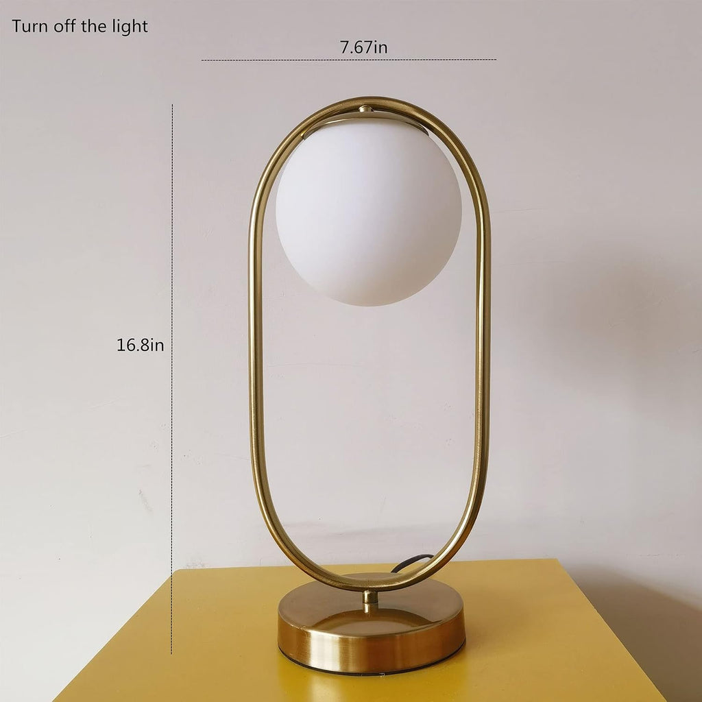 KardleenFocusOnIndoorLight Mid Century Modern Table Lamp White Glass Shade Nightstand Lamp Small Gold Table Lamp for Bedside Bedroom Living…