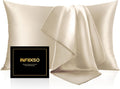 Infiixso Silk Pillow Cases 2 Pack Standard Size, Ultra Smooth & Soft Mulberry Silk Pillow Case for Hair and Skin, Breathable Cooling Silk P…