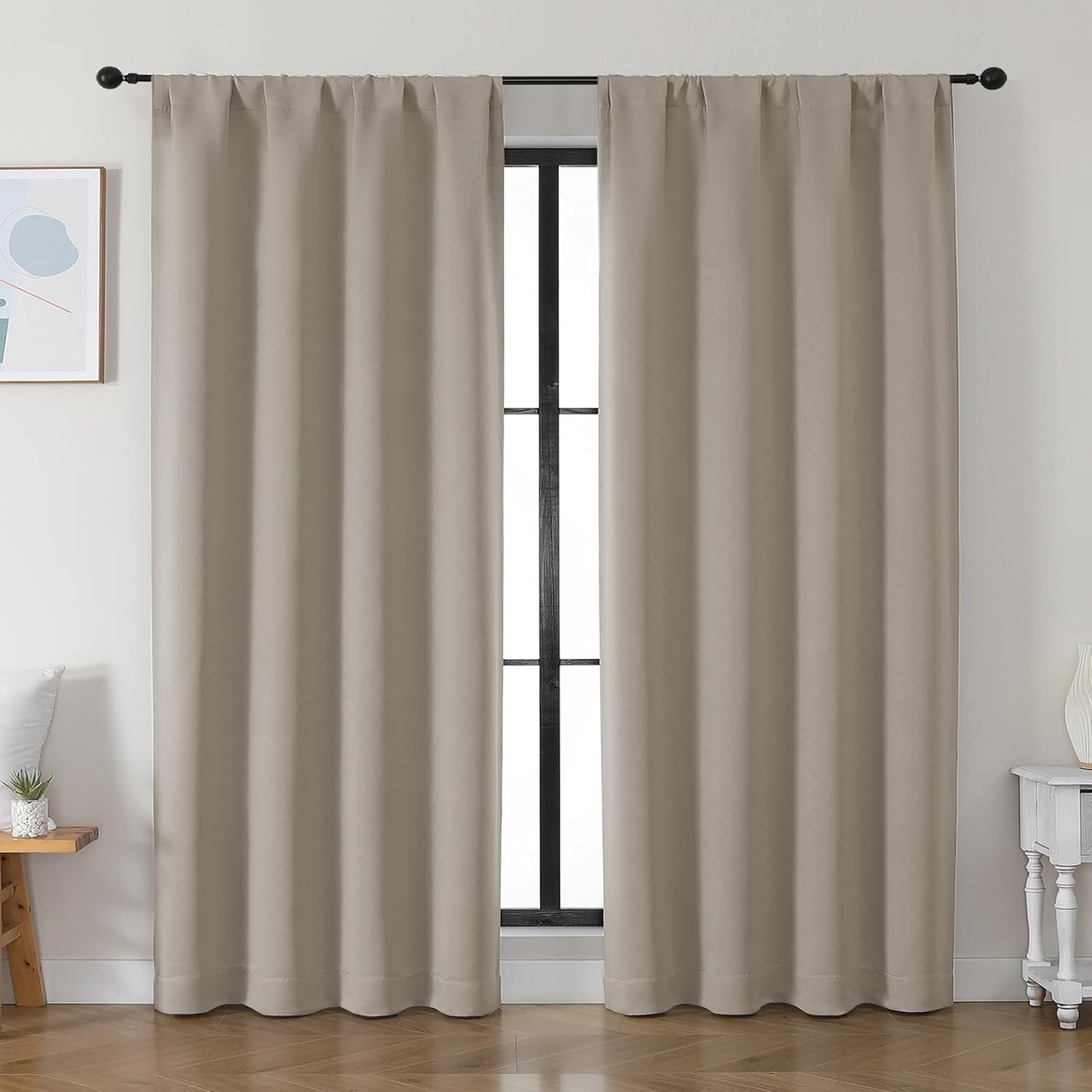 Simplebrand Ava Stone Blackout Curtains for Bedroom 84 Inch Length 2 Panels Set, Solid Thermal Insulated Privacy Living Room Window Treatme…