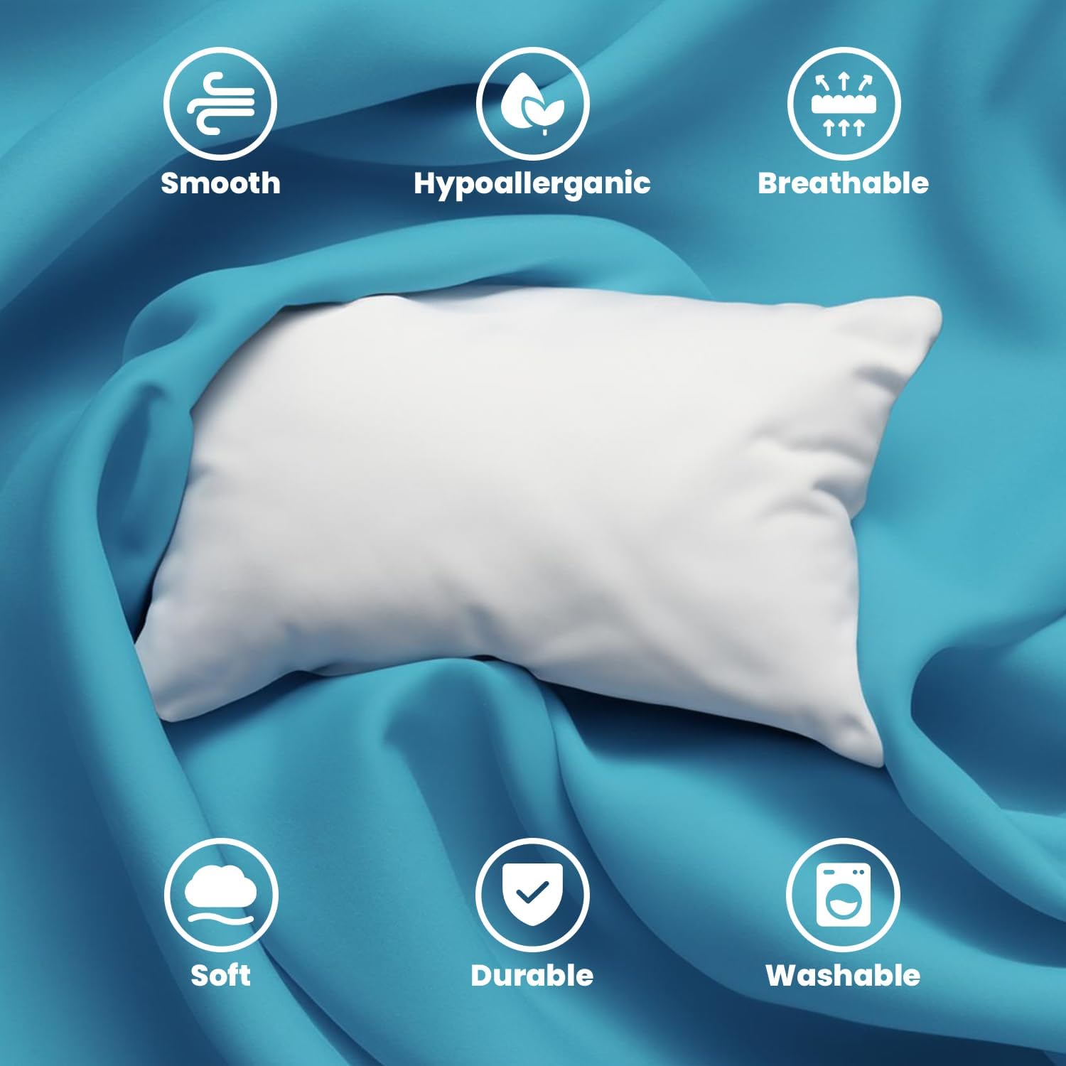 Avalon Bedding Pillow Cases Standard Size White Pillow Cases Set of 4 Cotton Blend 200 TC Soft & Breathable Perfect for Home & Hospital, Ho…