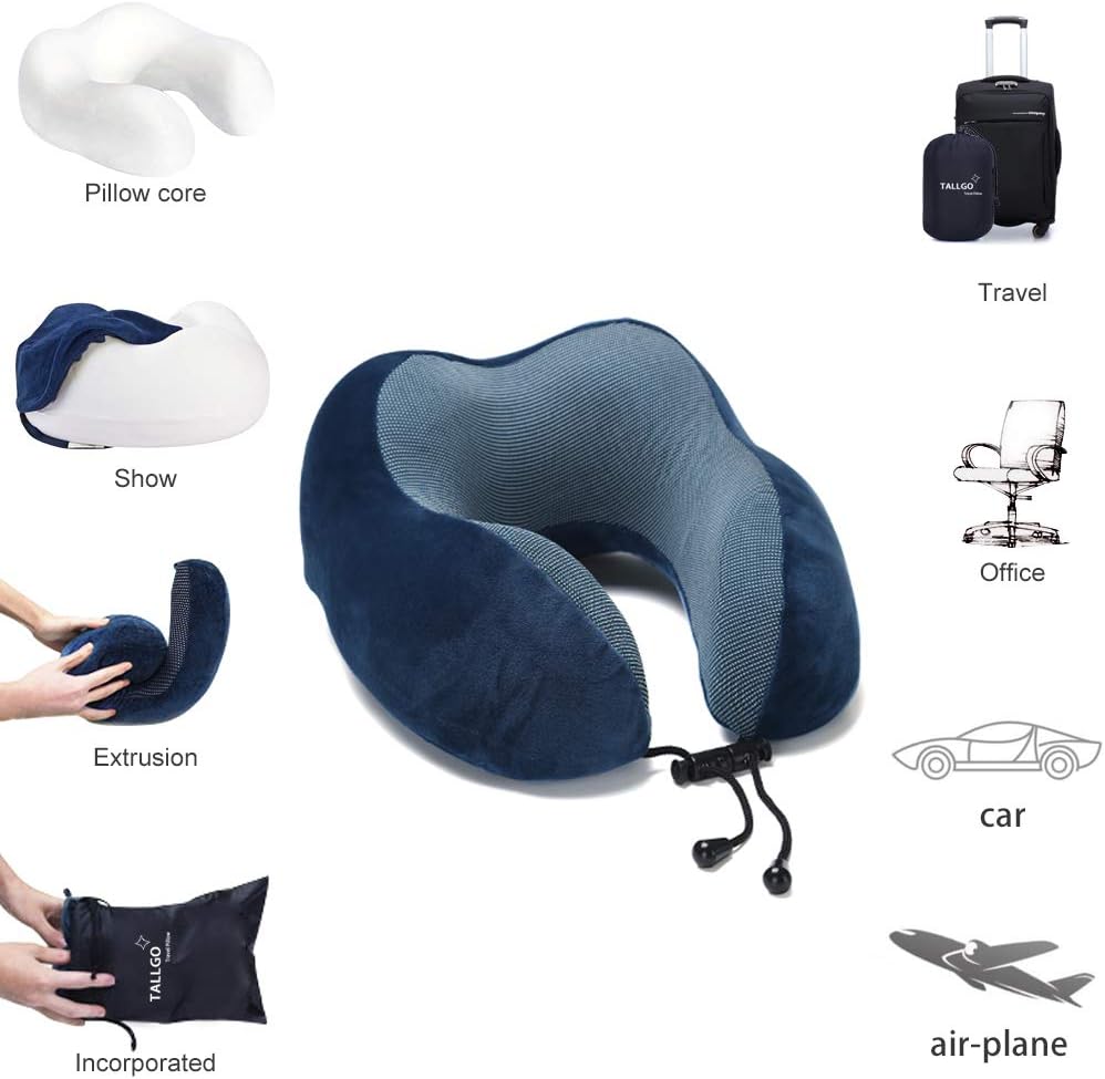 TALLGONeckPillowAlwaysHere TALLGO Travel Pillow, Memory Foam Neck Pillow Head Support Soft Pillow for Sleeping Rest, Airplane Car & Home Us…