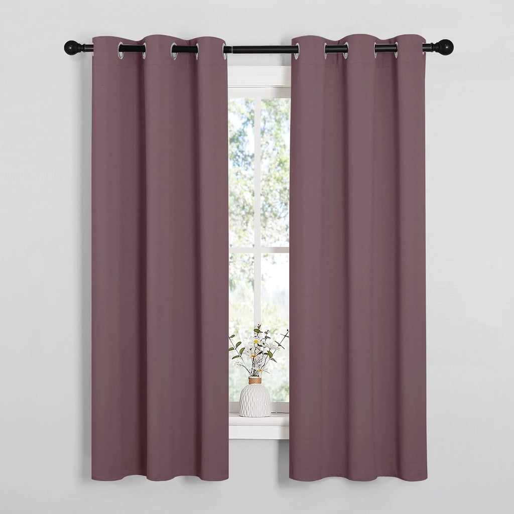 NICETOWN Bedroom Curtain Panels Blackout Draperies, 1 Pair, 34 by 63 inches, Dry Rose, Thermal Insulated Solid Grommet Blackout…