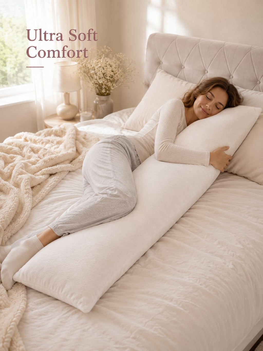 Evolive Body Pillow Cover 21"x54", Ultra Soft Plush Body Pillowcase with Hidden Zipper, Cozy Fluffy Long Pillow Case for Side Sleepers, Pre…