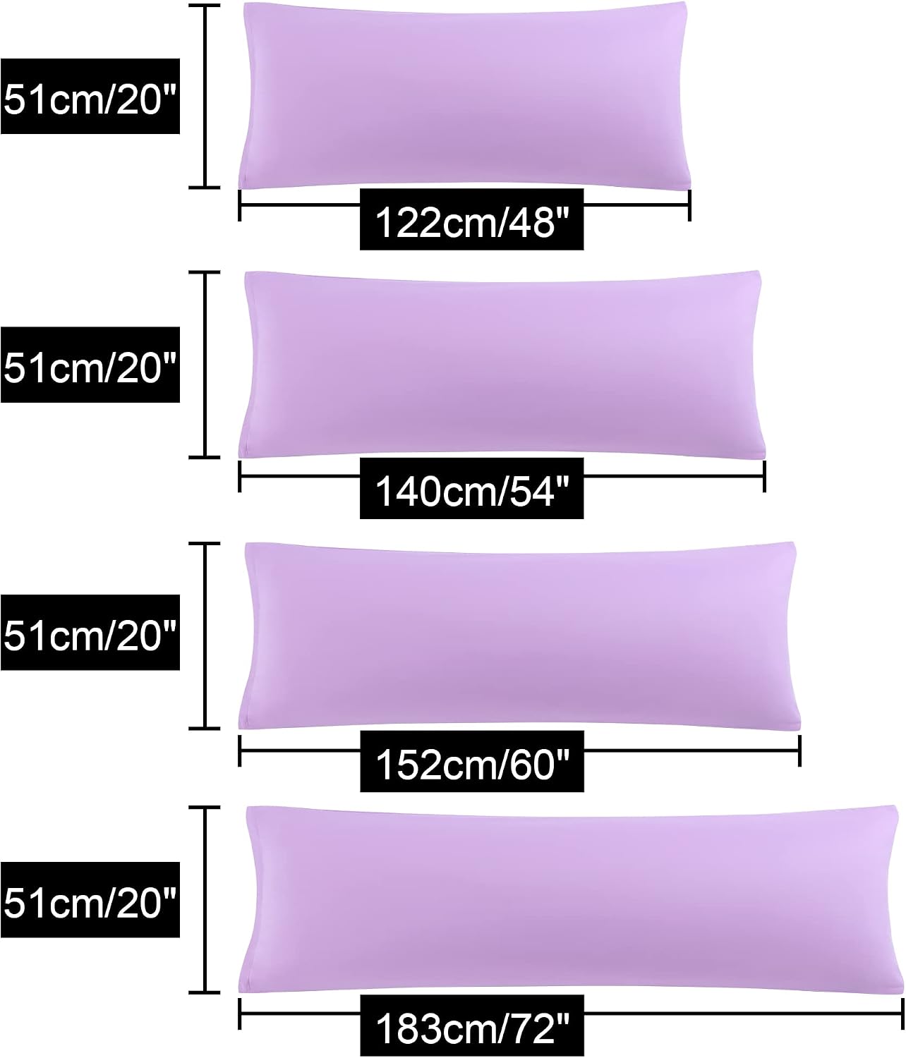 uxcell Soft Microfiber Body Pillow Cover with Zipper Closure, Long Pillow Cases for Body Pillows Weave for 90 GSM Polyester, Violet Body (2…