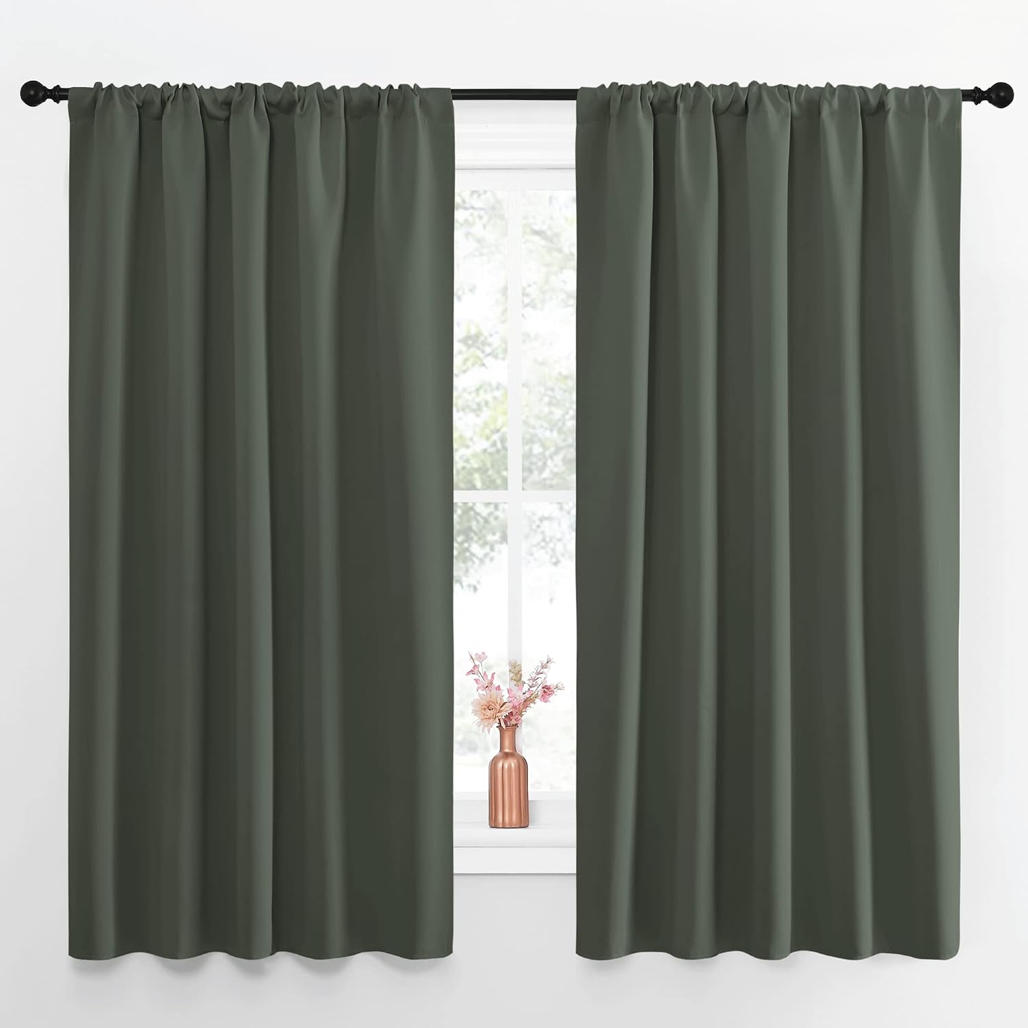 NICETOWN Bedroom Curtains Blackout Draperies - All Season Thermal Insulated Solid Rod Pocket Top Blackout Curtains/Drapes for Kid's Room…