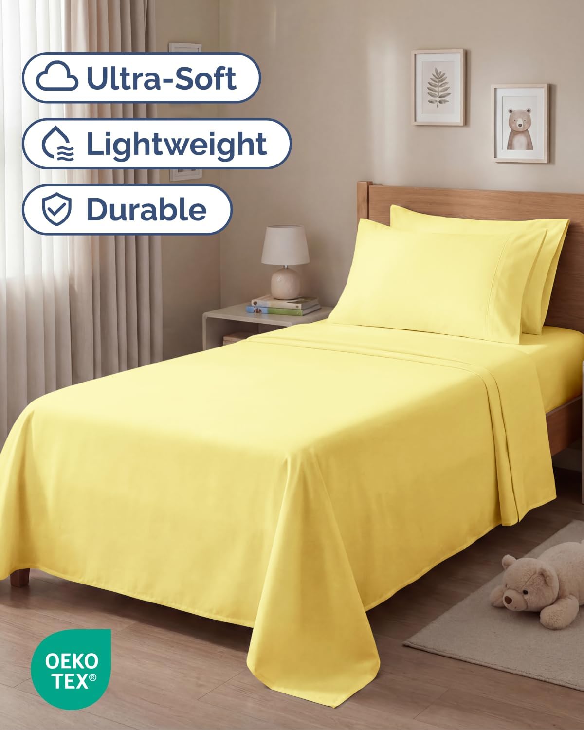 Twin 4 Piece Sheet Set - Comfy, Breathable & Cooling - Hotel Luxury Bedding for Women, Men, Kids, Teens and Children - 1 Flat & 1 Fitted…