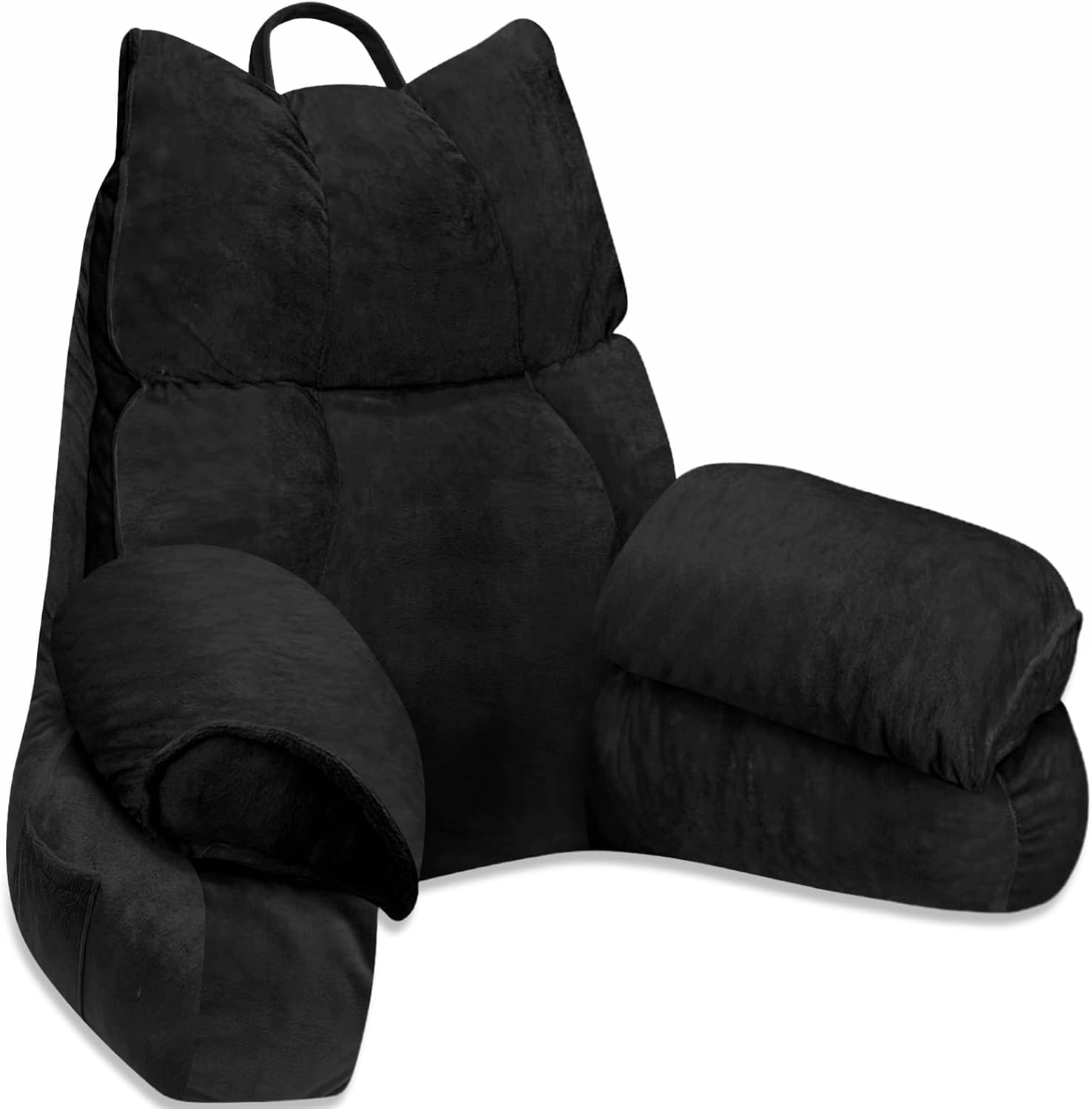 RRPAHWTV Reading Pillow for Bed with High Arm Rests, Back Support Pillow for Sitting Up in Bed with Shredded Memory Foam for Reading, TV…