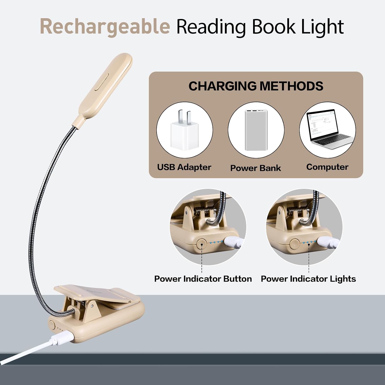 Vavofo Rechargeable Book Light for Reading in Bed Kids, 7 LED Reading Light with 9-Level Warm Cool White Daylight, Eye comfort Lamp with…