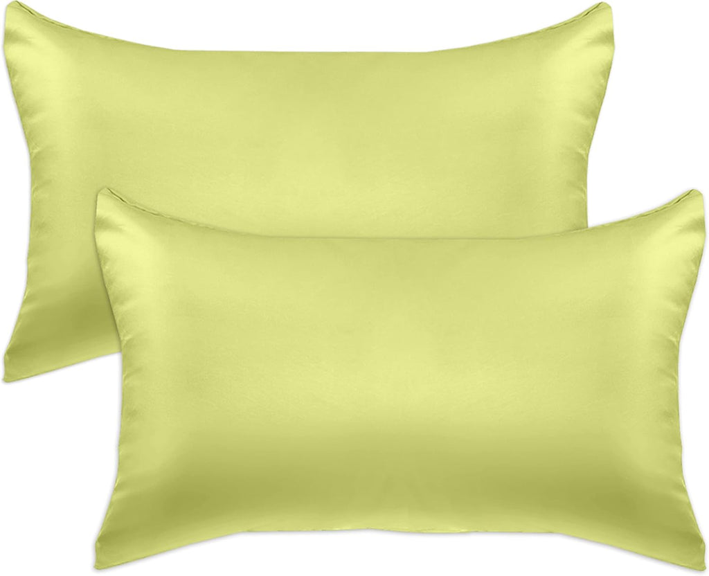 Elegantcomfort Elegant Comfort 2-PACK Pistachio Green Viscose Satin Pillowcase Set with Hidden Zipper closure, Silky Smooth for Hair and Sk…